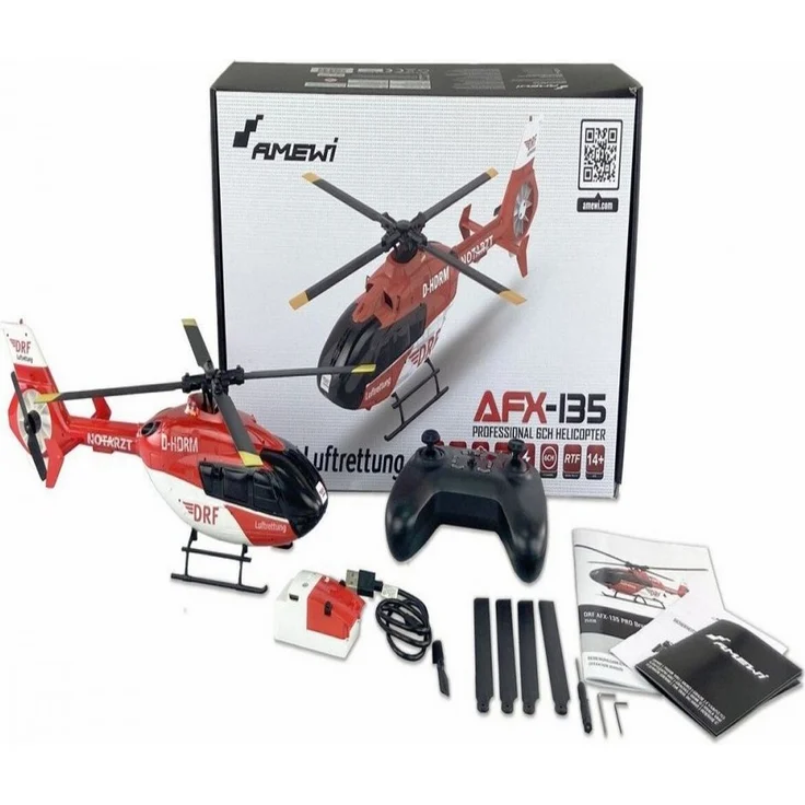 Amewi AFX-135 PRO Brushless RC-Helikopter - Helikopter - Deutsche Luftrettung - rot