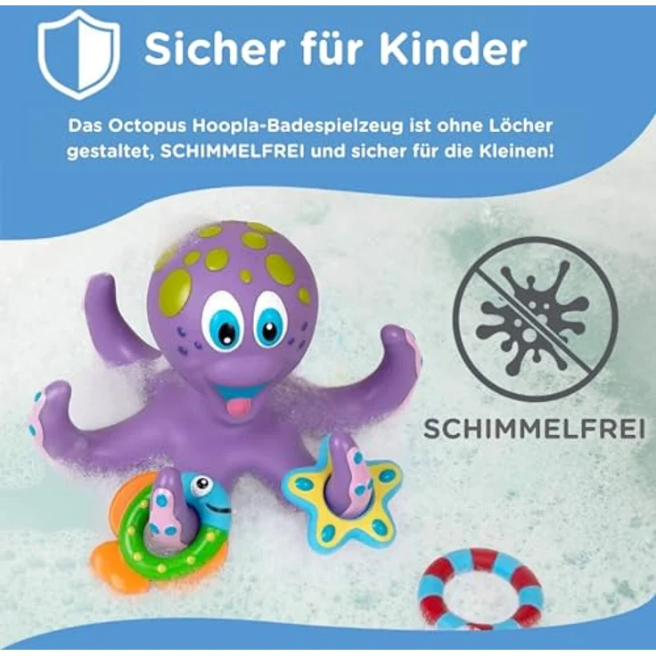Nuby Schwimmende Krake mit 3 Ringen, Interaktives Badspielzeug für Babys und Kinder, Fördert Hand-Augen-Koordination, Ab 18+ Monaten – Bild 5