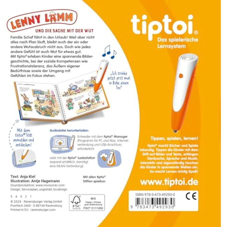 Ravensburger tiptoi® Buch - Lenny Lamm und die Sache mit der Wut, interaktive Erzählung über Emotionen für Kinder – Bild 2