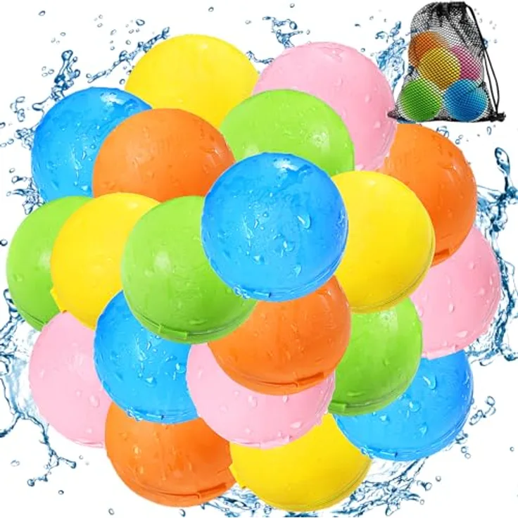 SOPPYCID Wiederverwendbare Wasserbomben, Schnell Befüllbare Wasserbälle für Garten, Pool, Strand – 20 Stück, Sommer Outdoor Spielzeug für Kinder und Erwachsene