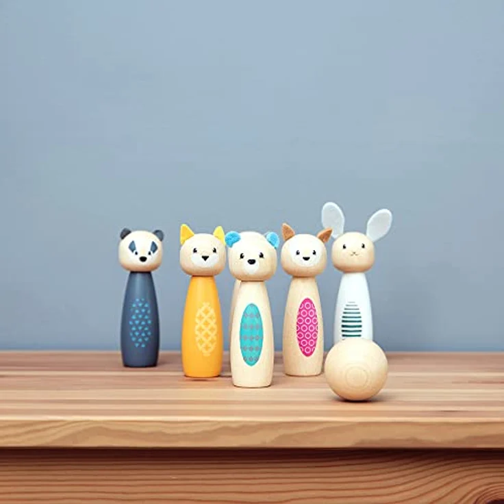 Bigjigs Toys 100% FSC® Certified Animal Skittles, Wurfspiel aus FSC-zertifizierten Materialien, geeignet für Kinder ab 2 Jahren, leuchtende Farben, 0,4 kg – Bild 5