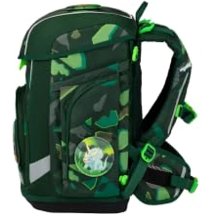 ergobag cubo light Schulranzen-Set DinosauriBär, 21 Liter Volumen, leichtes Hugging-Tragesystem, wasserabweisend, mit Sportbeutel und Flex-Front-Vordertasche – Bild 3