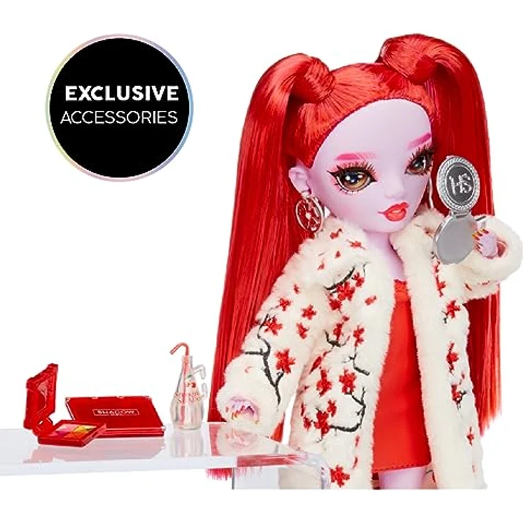 Rainbow High Shadow High Serie 3 - Rosie Redwood - Rote Modepuppe - Modisches Outfit, Extra-Langes Haar und mehr als 10 Bunte Spielaccessoires - Ideal für Kinder von 4-12 Jahren und Sammler – Bild 4