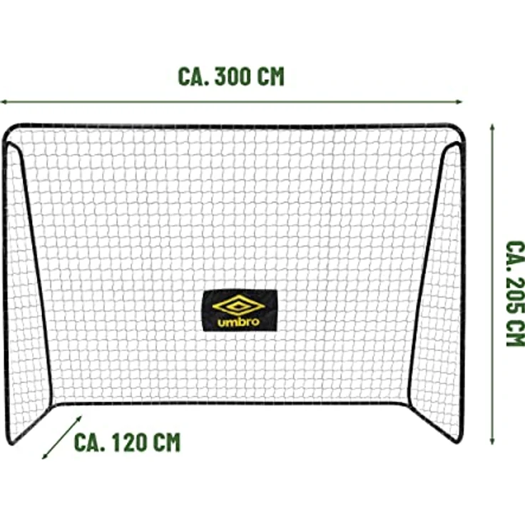 Umbro Fußballtor - 300 x 120 x 205 cm - Metall - Inkl. 7 Bodenhaken - Schwarz – Bild 2