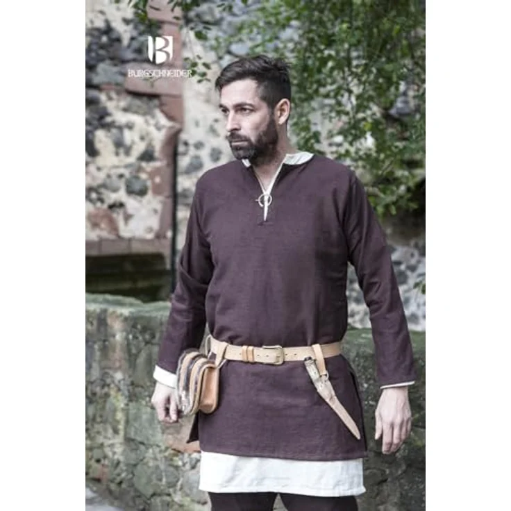 Burgschneider Kurztunika Erik, Unisex, Braun, Baumwolle, Historisch - Early Medieval, Viking – Bild 3