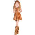 Maskworld Foxy Lady Fuchs Kostüm für Damen, Fünfteiliges Set mit Minikleid, Kapuze und Puschelschwanz in rostrotem Farbton, Größe XS, ideal für Karneval, Halloween & Motto-Party