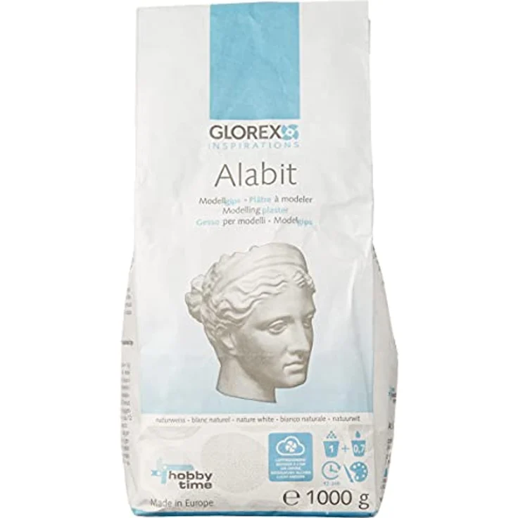 GLOREX 6 2608 429 - Alabit Gießmasse naturweiß, Beutel mit 1000 g, hochwertiger Modelliergips, für Modelle, kleine Reliefs und Gipsformen - Preisvergleich – Bild 1