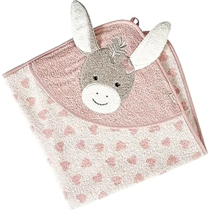 Sterntaler Kapuzen Badetuch 80 x 80 cm Esel Emmi Girl flora rose mit Applikation Eselkopf und angesetzten Ohren, weiches Frottee für Mädchen – Bild 1