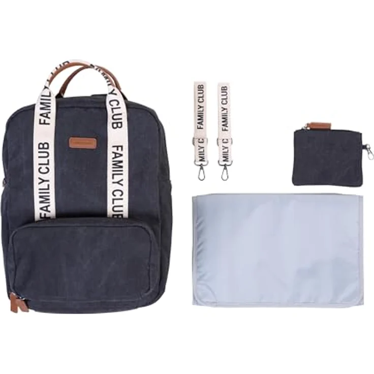 CHILDHOME Wickelrucksack Family Bag Club, Großes Fassungsvermögen, Multifunktional, 11 Fächer, Isotherm Taschen, Trolley-Koffer Durchgang, Kinderwagenbefestigung, 20,5L, Schwarz – Bild 3