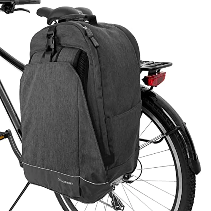 Wozinsky WBB33BK, Velotasche 30 l, Wasserfestes Polyester, 2in1 Gepäckträgertasche und Rucksack – Bild 1