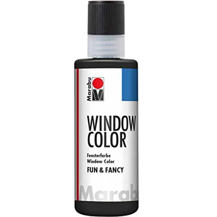 Marabu Window Color fun & fancy, schwarze Fensterfarbe auf Wasserbasis, 80 ml, ablösbar auf Glas, Spiegel, Fliesen und Folie