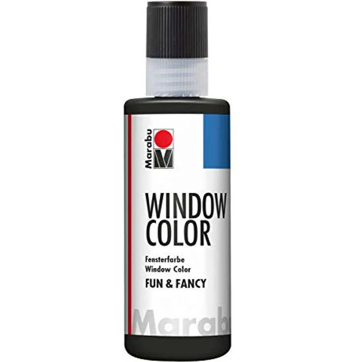 Marabu Window Color fun & fancy, schwarze Fensterfarbe auf Wasserbasis, 80 ml, ablösbar auf Glas, Spiegel, Fliesen und Folie – Bild 1