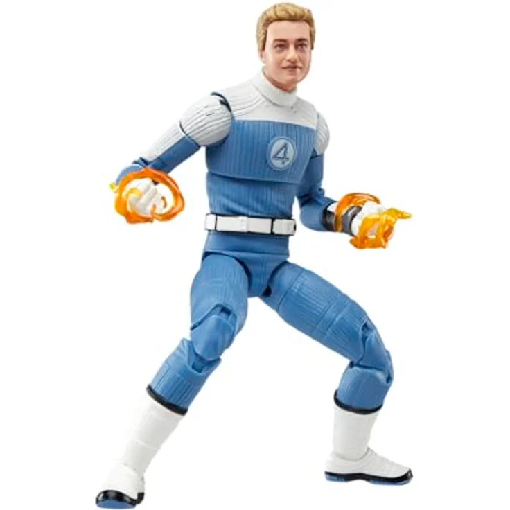Marvel Legends Series Johnny Storm Action-Figur, 15 cm große Sammelfigur im blauen Anzug mit 4 Accessoires und Flammen-Effekt – Bild 4