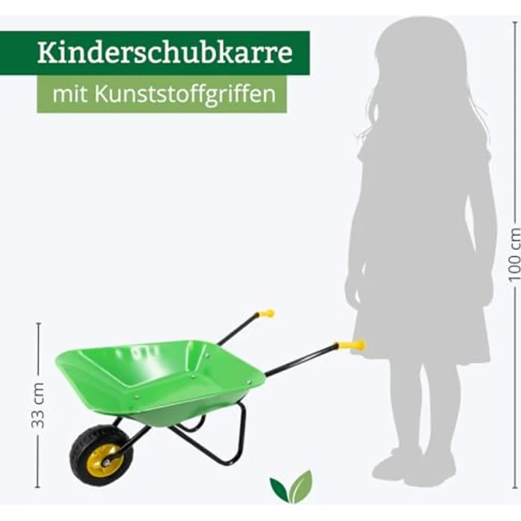 REKORD Kinderschubkarre (Metall) - Grün - mit ergonomischen Kunststoffgriffen - Traglast 20kg - für Kinder ab 3 Jahren - stabil und langlebig – Bild 4