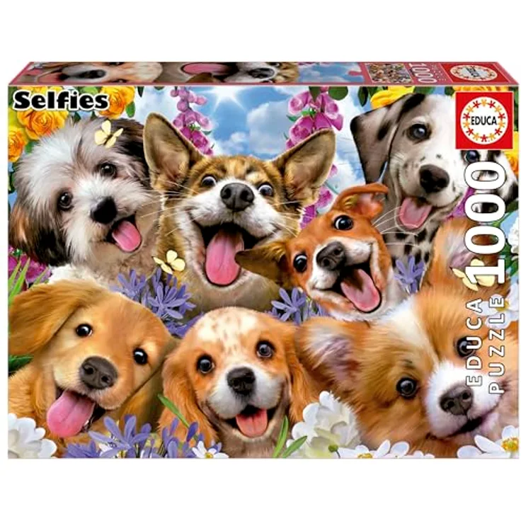 Educa - Puzzle 1000 Teile Welpen-Selfie von Howard Robinson, 68 x 48 cm, inkl. FixPuzzle Kleber, ab 14 Jahren