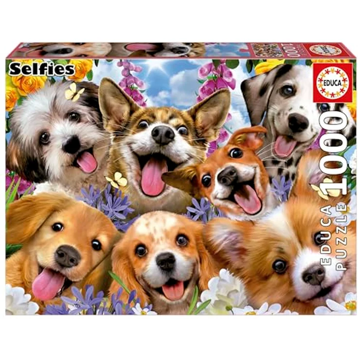 Educa - Puzzle 1000 Teile Welpen-Selfie von Howard Robinson, 68 x 48 cm, inkl. FixPuzzle Kleber, ab 14 Jahren – Bild 1