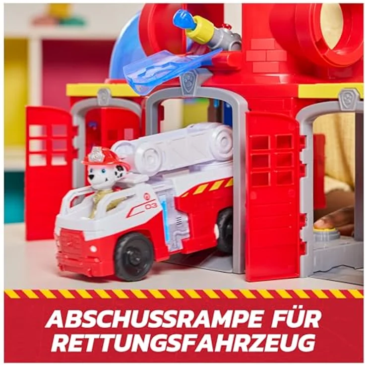Paw Patrol Feuerwehr-Rettungs-Feuerwache Spielset, Deluxe Spielset mit Licht- und Soundeffekten, inklusive Marshall Figur und Feuerwehr-Fahrzeug, 38 cm hoch – Bild 6