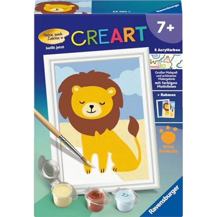 Ravensburger Verlag GmbH Malen nach Zahlen CREART® - Kleiner Löwe, Malvorlagen mit farbigen Motivlinien und 5 Acrylfarben, ab 7 Jahren – Bild 2