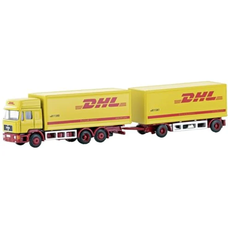 Lemke MAN F90 3-achs Koffer-Hängerzug DHL, N LKW Modell, Maßstab 1:160 – Bild 2