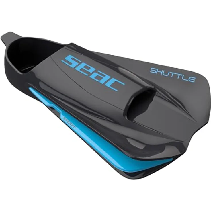 Seac Shuttle Schwimmflossen aus 100 % Silikon, Schwarz/Hellblau Sport, für Cardio und Krafttraining, Unisex-Erwachsene, 38/39
