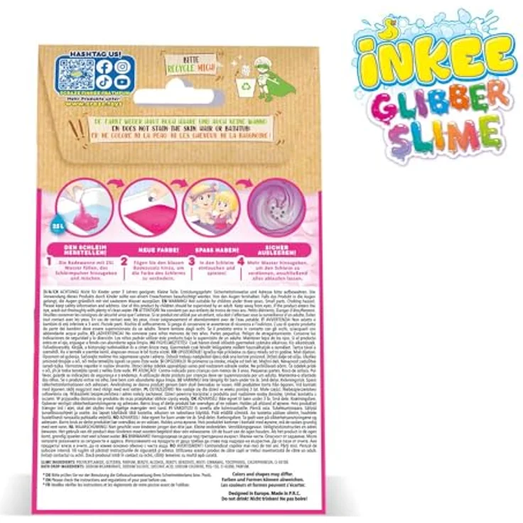 INKEE Bath Slime Galupy Mermaid, neon-pinkes Bade-Glibber Schleim mit Vitamin E und Zuckerwatte-Aroma, 100g Schleimpulver – Bild 5