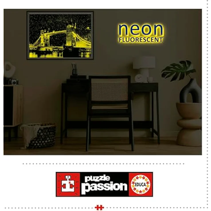 Educa 1000 Teile Puzzle Tower Bridge, London 'neon', leuchtet im Dunkeln, inkl. FixPuzzle Kleber, ab 14 Jahren – Bild 5