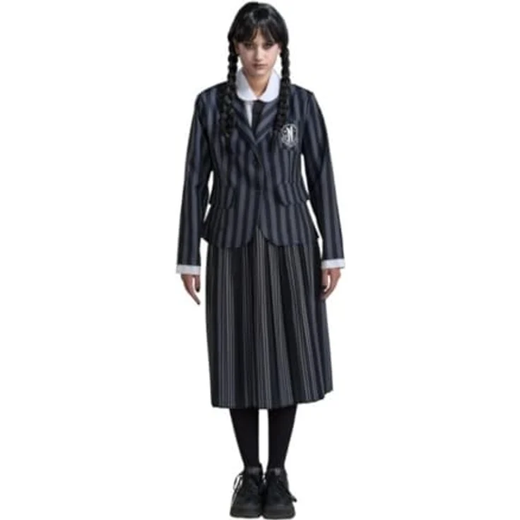 Chaks Wednesday Kostüm Schuluniform Nevermore Wednesday Addams für Damen Gr. XS-L schwarz Fasching Halloween (L) – Bild 1