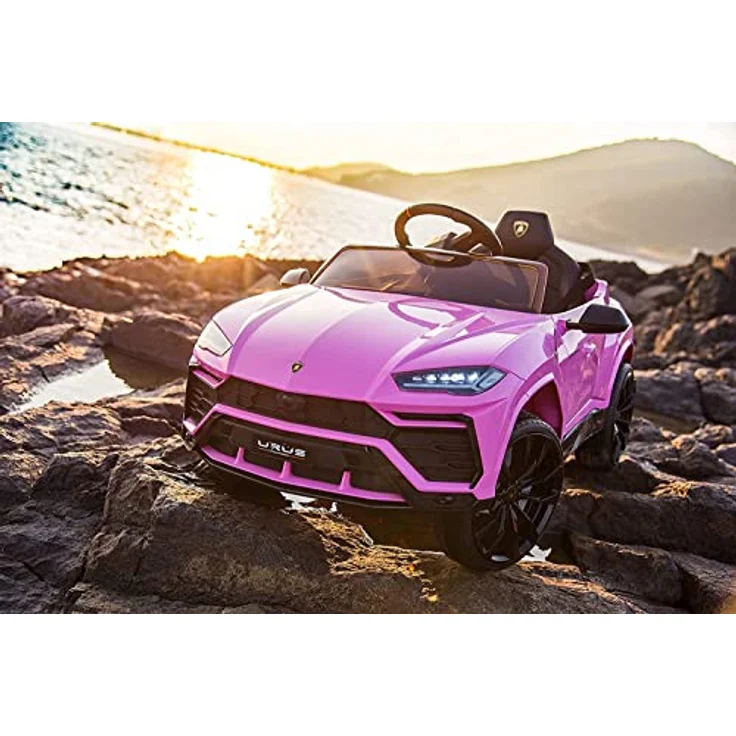 FINOOS Lambo Urus Elektroauto für Kinder, Originallizenz, 2 Motoren, vertikal öffnende Türen, 12-V-Batterie, 2,4-GHz-Fernsteuerung, (Rosa) – Bild 3