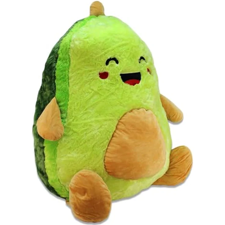 BEMIRO Avocado Kuscheltier XXL – 80 cm Groß, Gestickte Gesichter, Kuschelig Weich, 2 Motive Wählbar (Happy) – Bild 1