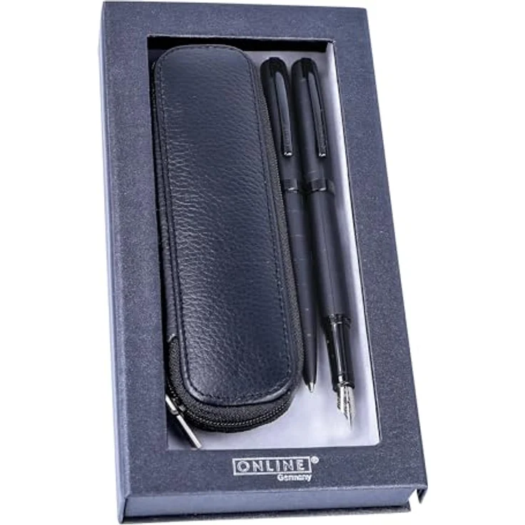 Online Pen Eleganza Schreib-Set, Metallgehäuse, inklusive Echt-Lederetui – Bild 7