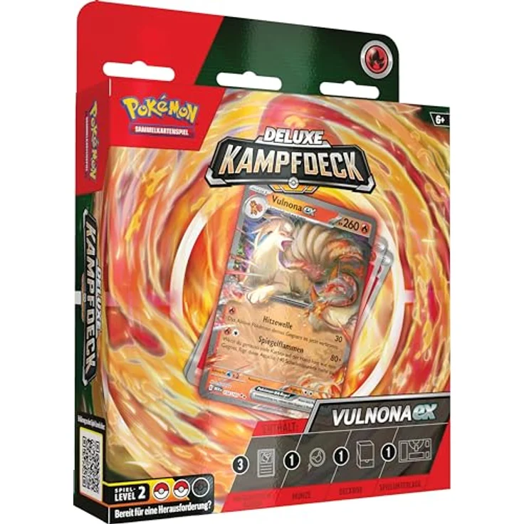 Pokémon Deluxe-Kampfdeck Vulnona-ex, sofort spielbares Deck mit 60 Karten und Zubehör, inklusive 3 holografischen Karten – Bild 1
