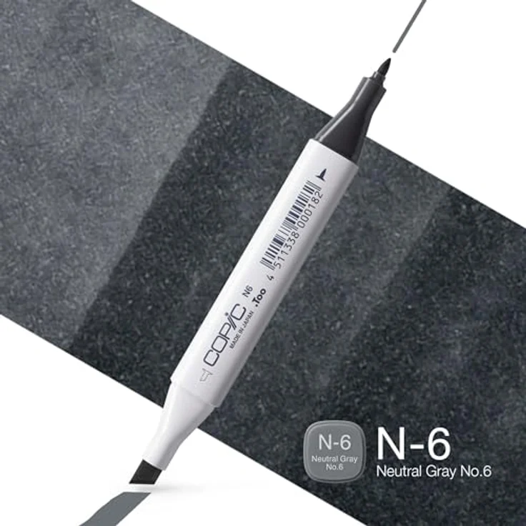 Copic Classic Marker Typ N - 6, neutral gray No. 6, professioneller Layoutmarker mit dualem Spitzensystem, schnelltrocknend – Bild 2