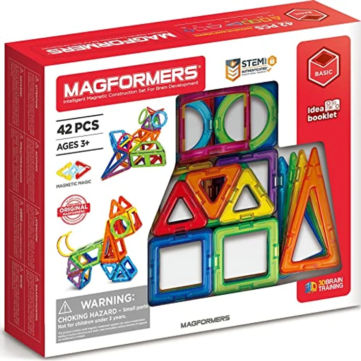 MAGFORMERS Basic 42 Set, Klemmbausteine mit interaktiven Spielfunktionen, tragbar