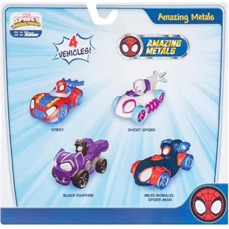 Jazwares Spidey Amazing Metals Car 4 PK, Spielzeugautos mit Spider-Man Motiven aus Metall – Bild 4