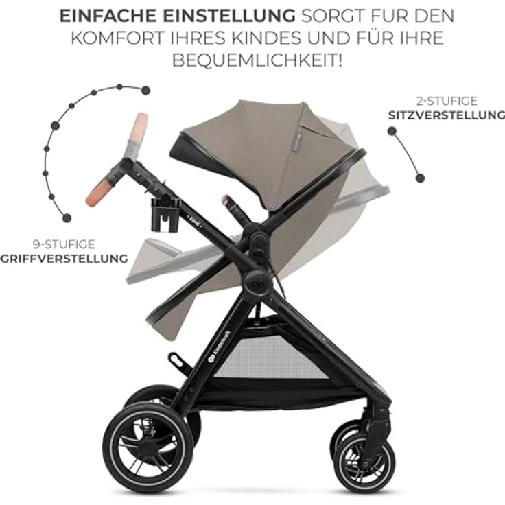 KinderKraft Esme 3-in-1 Kinderwagen, kompakt faltbar mit Ökoleder-Elementen, TPE-Gummirädern und Travel System-Funktion – Bild 12