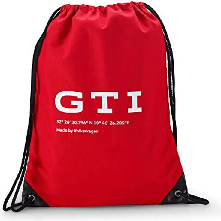 Volkswagen 5HV087318A Turnbeutel Sportbeutel Rucksack Tasche, GTI Design, rot