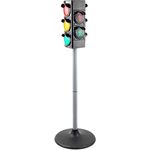 Relaxdays Spielzeugampel, Verkehrsampel für Kinder mit Licht und Sound, Schwarz/Silber, H 69 cm