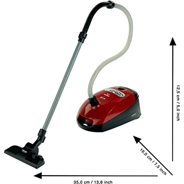 Theo Klein 6074 Putzwagen und Staubsauger, Kinder-Sauger im Miele-Design mit Eimer, Wischmop und Sprühflasche, Maße: 22 cm x 39 cm x 70 cm, Spielzeug für Kinder ab 3 Jahren – Bild 3
