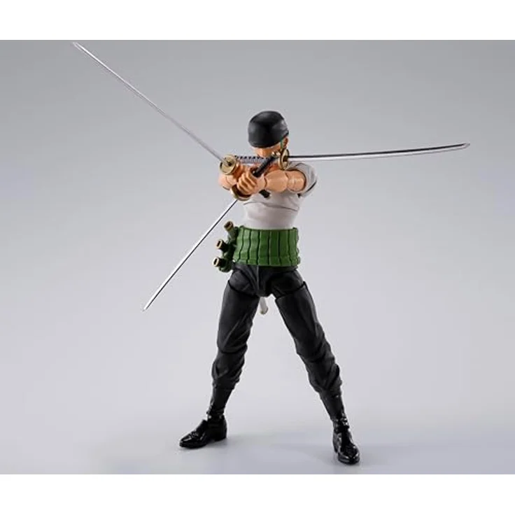 Bandai Tamashii Nations One Piece S.H.Figuarts Roronoa Zoro Romance Dawn-Version, detailreiche Actionfigur, 15 cm, inkl. Zubehör – Bild 4