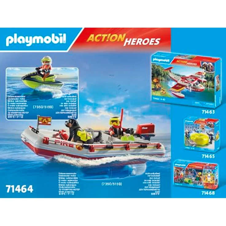 PLAYMOBIL Action Heroes 71464, Feuerwehrboot mit Aqua Scooter, realitätsnahes Spielzeug für Wasserrettungen, inklusive Taucherbrille, Schwimmflossen und Rettungsweste, für Kinder ab 4 Jahren – Bild 5