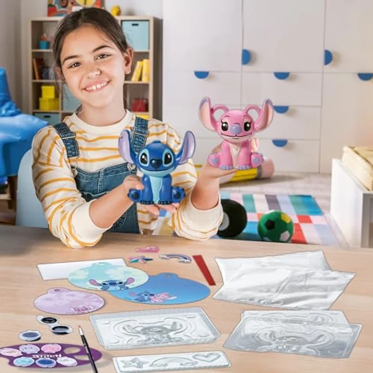 Ravensburger BeCreative Kreativset, Bastelset Gipsgießen Disney Stitch und Angel mit 3D-Gipsfiguren und Dekoteilen – Bild 2
