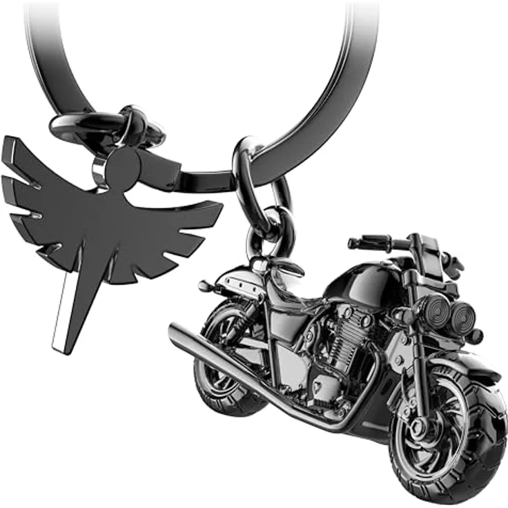 FABACH Motorrad Schlüsselanhänger mit Schutzengel - Geschenk Engel Schlüsselanhänger für Motorradfahrer - Geschenke Motorrad Schlüsselanhänger Glücksbringer Fahr vorsichtig