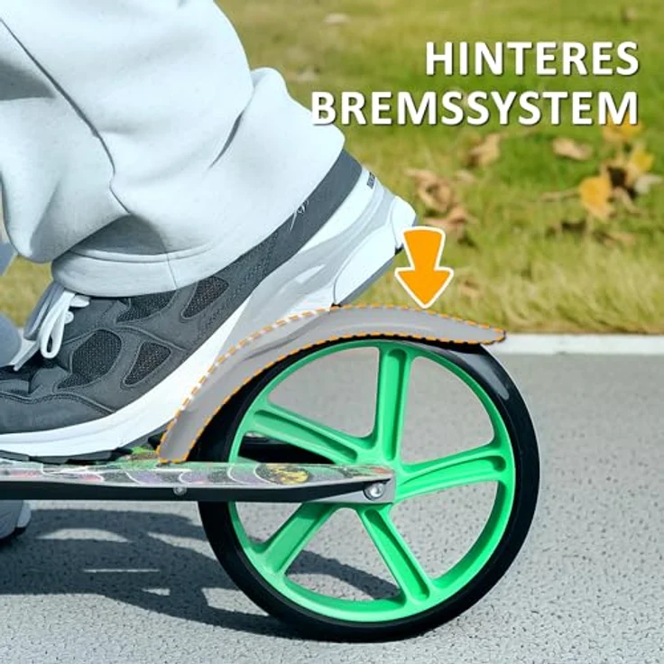 AIYAPLAY Kinderroller Klappbar mit Verstellbare Lenkerhöhe, Stoßdämpfende Vordergabel, Hinterradbremse, für Kinder ab 6-12 Jahren, Grün – Bild 6