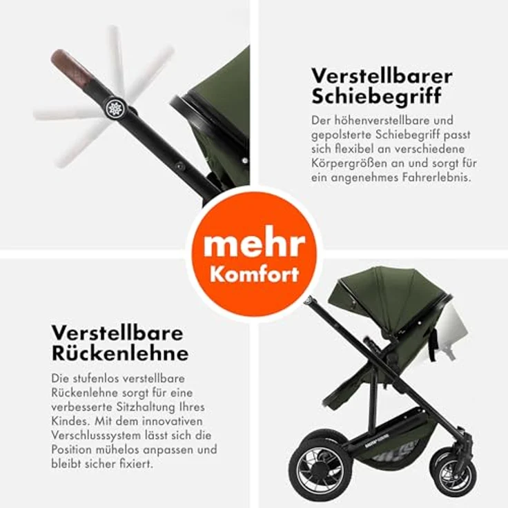Daliya FLEXI-PRO M 3in1 Kinderwagen & Buggy mit i-Size Babyschale, Memory-Knöpfen, leicht und großem Einkaufskorb – Bild 9