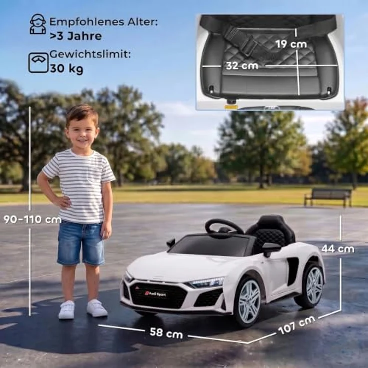 AIYAPLAY Audi R8 Spyder Kinder Elektroauto 12V mit Fernbedienung, Lithium-Akku, Soft-Start-Funktion und Hinterradfederung – Bild 9