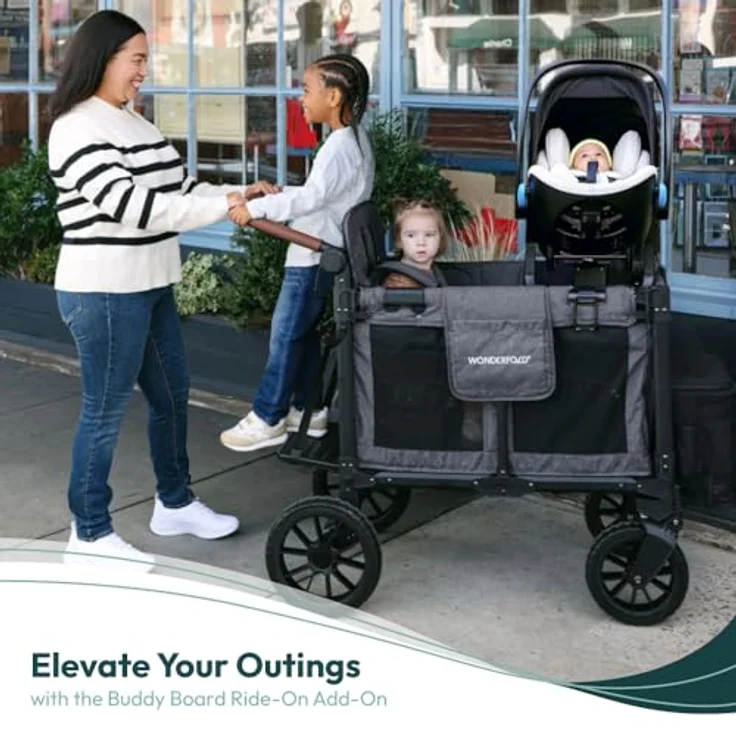 WonderFold Buddy Board Wagon, Kinderwagen Stehbrett mit rutschfester Oberfläche, leicht zusammenklappbar, kompatibel mit W4-Modellen – Bild 2