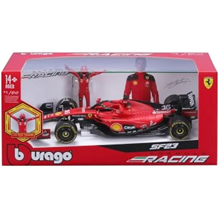 BBURAGO Ferrari SF-23 Charles Leclerc #16 2023, Maßstab 1:24 Modellfahrzeug mit realistischer Figur, offizielle Ferrari-Lizenz, geeignet ab 14 Jahren – Bild 2