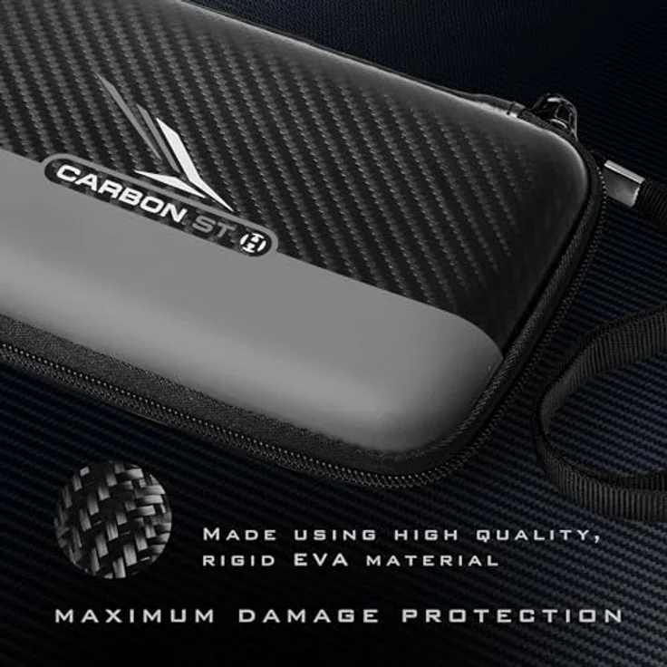 Harrows Carbon ST Pro 6 Darttasche, grau, mit Anti-Shock-Hartschale, Platz für 6 Darts und Zubehörfächer – Bild 3