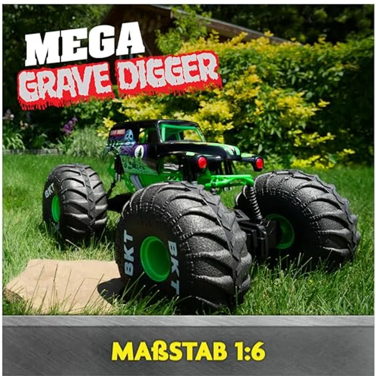 Monster Jam Ferngesteuerter Monster Truck Mega Grave Digger, über 60cm hoch, 1:6 Maßstab, USB-Ladekabel, für Jungen und Mädchen – Bild 2