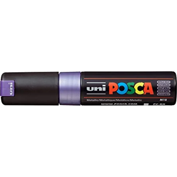 Uni-Ball 182688 - POSCA Marker mit breiter Keilspitze, violet metallic, Filzstift mit farbechten Pigmenten für alle Oberflächen – Bild 1